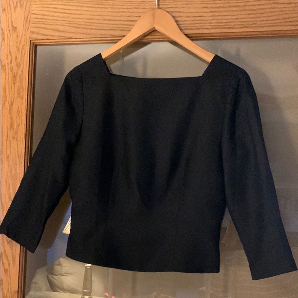 Ann Taylor Black Fitted 3/4 Sleeve Blouse